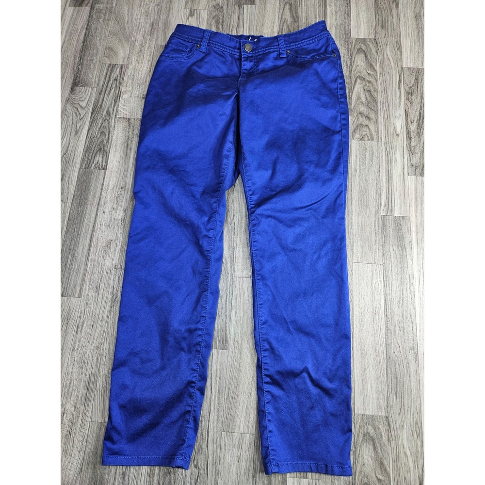 INC Skinny Leg Pants Women 12 Blue Curvy Fit Cobalt Denim Stretch